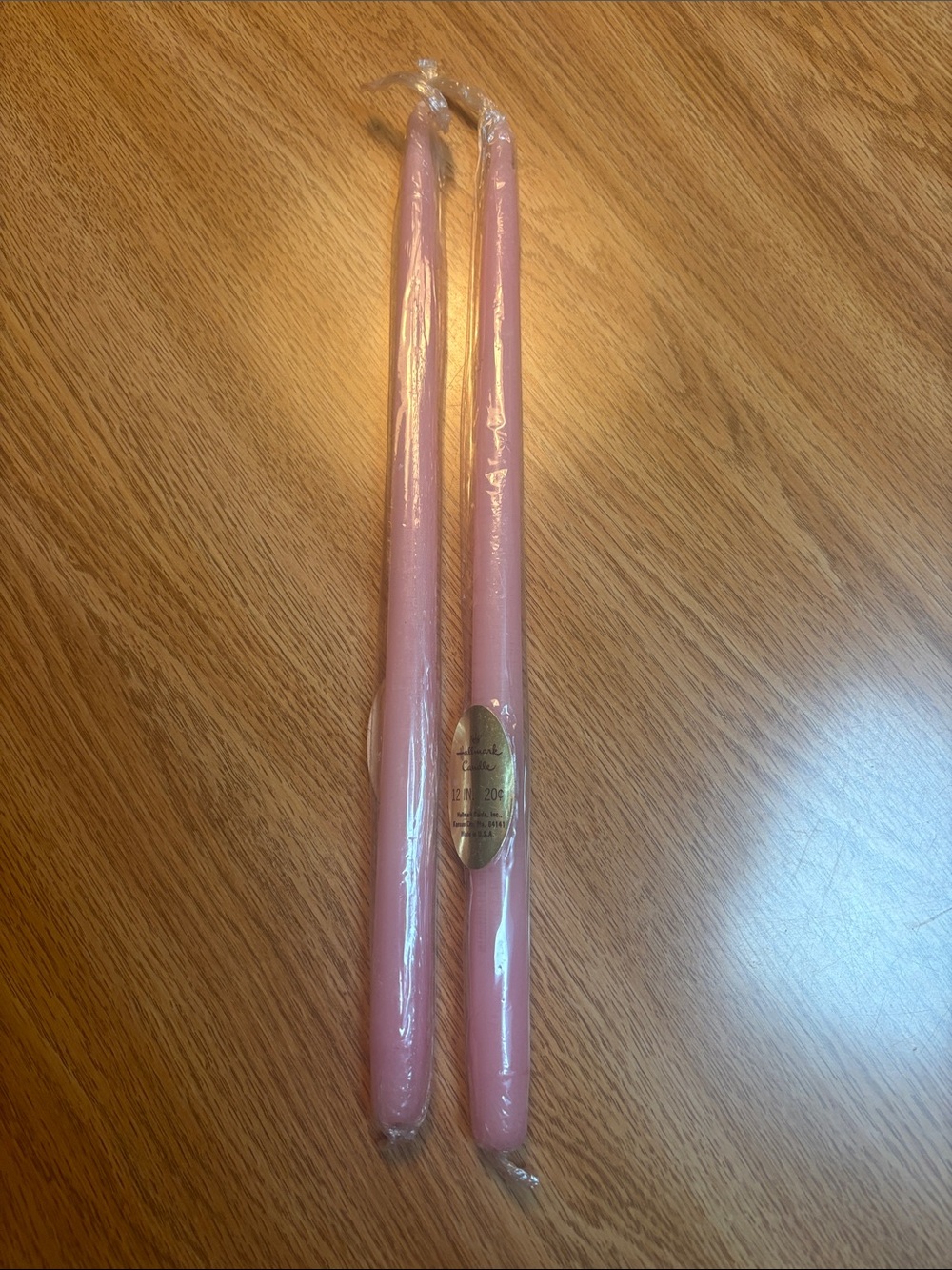 Vintage Hallmark Pink Dinner Taper Candles - Elegant Pair
